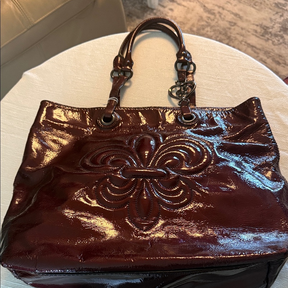 Patent Leather Tote Bag in Deep Burgundy - Women